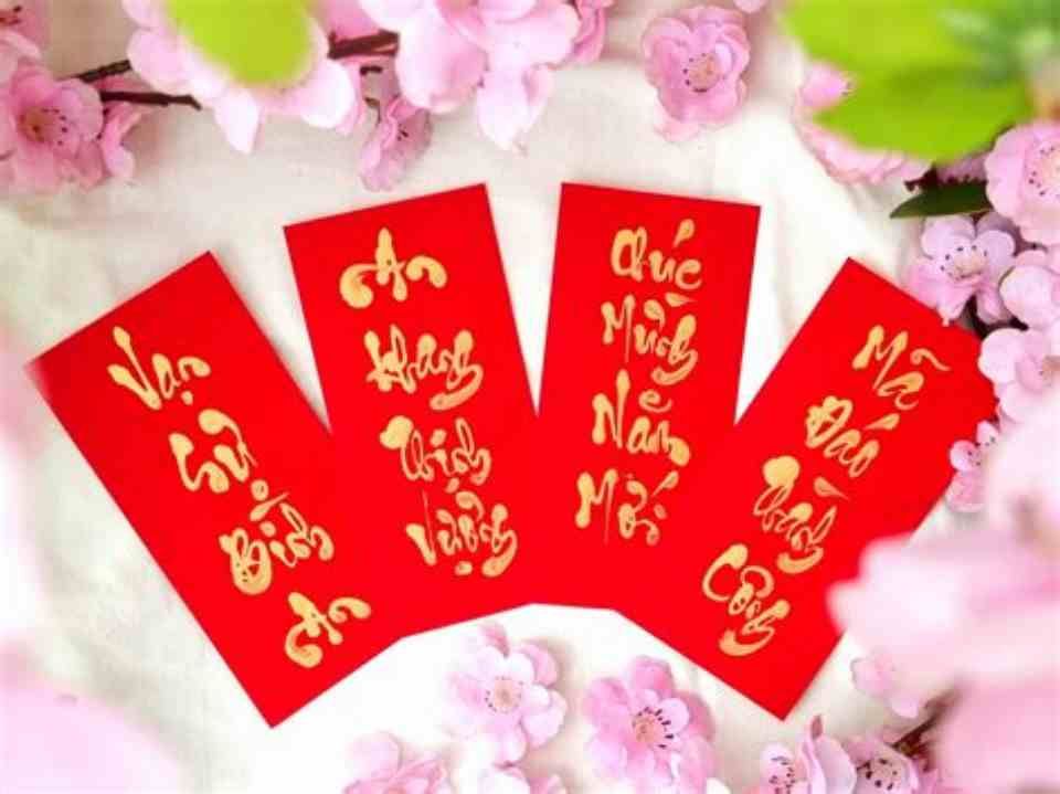 bao lì xì chữ thư pháp